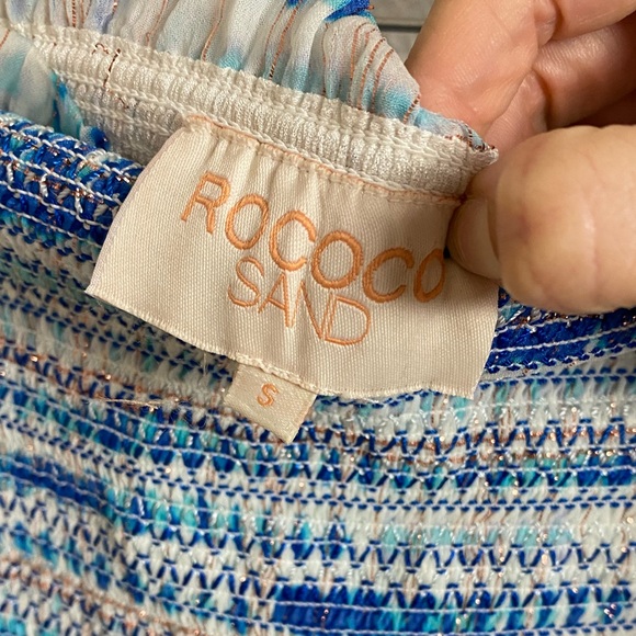 ROCOCO SAND Celine Maxi Dress in Blue Metallic Tie Dye Size Small - Picture 7 of 9